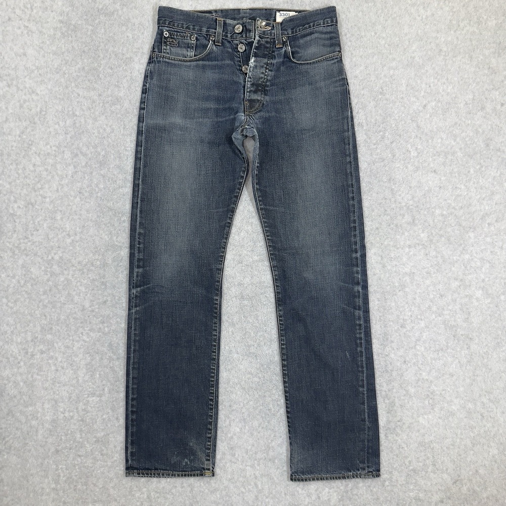 G Star Raw Jeans‎ Mens 28x32 3301 Original Straight Button Fly Whiskered Skater